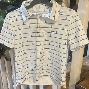 Boys' White and Blue Striped Polo Shirt